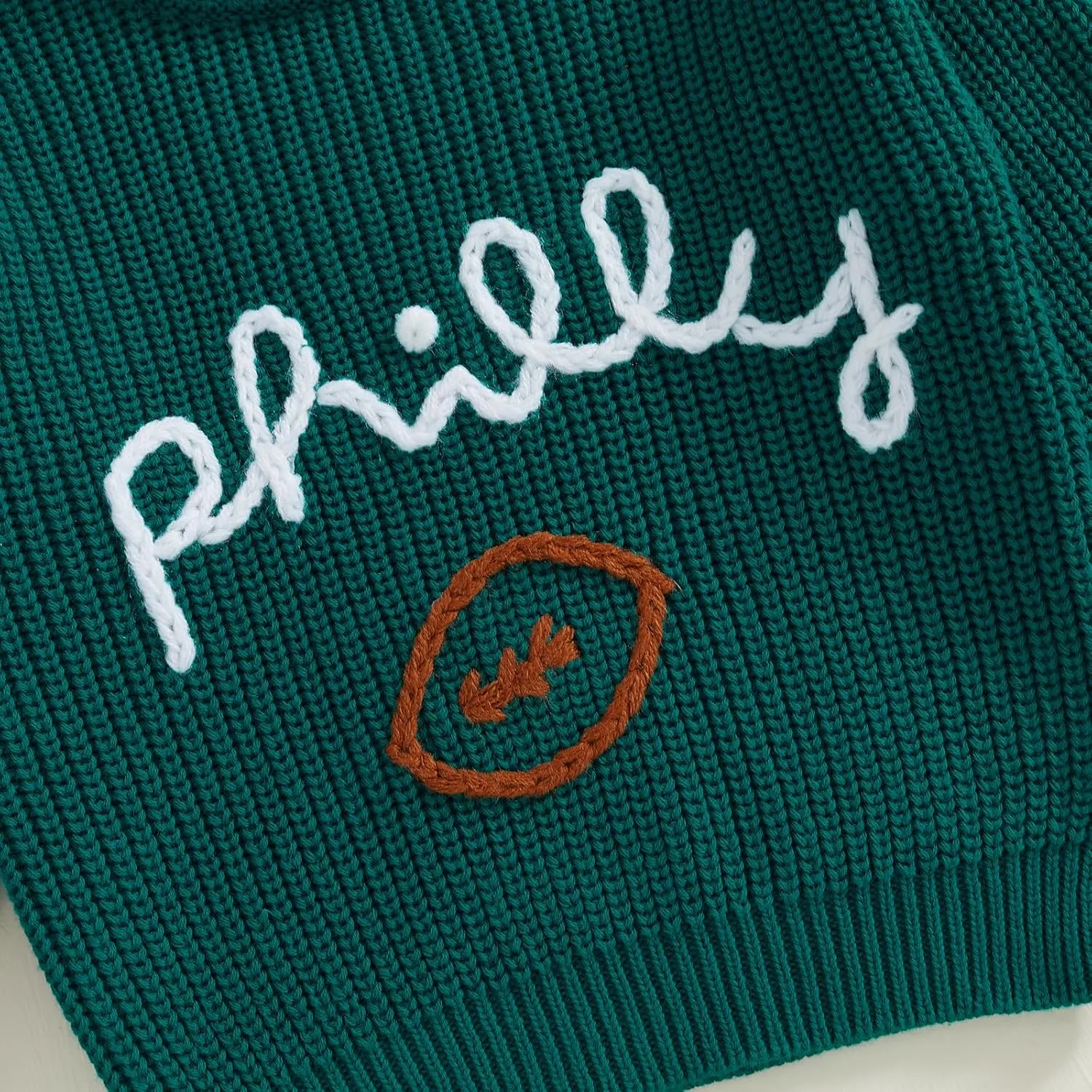 Honganda Newborn Baby Boy Girl Football Outfit Long Sleeve Cable Knit Letters Embroidered Sweater Pullover Knitwear Top