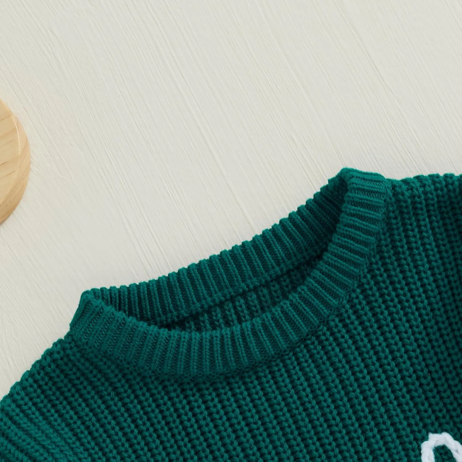Honganda Newborn Baby Boy Girl Football Outfit Long Sleeve Cable Knit Letters Embroidered Sweater Pullover Knitwear Top