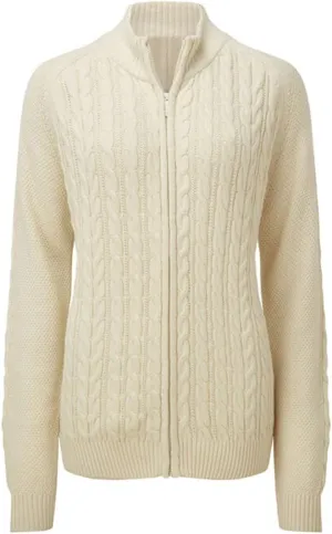Hongqizo Women's Zipper Cable Knit Sweater Cardigan Long Sleeve Open Front Warm Knit Cardigan Casual Cardigan Knitwear