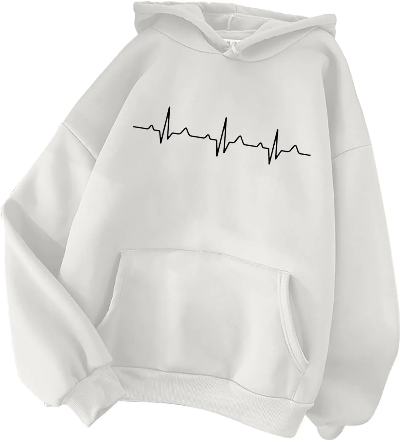 Hooded Sweatshirts for Women Cute Heart Print Hoodies Funny Graphic Long Sleeve Pullover Tops With Pockets