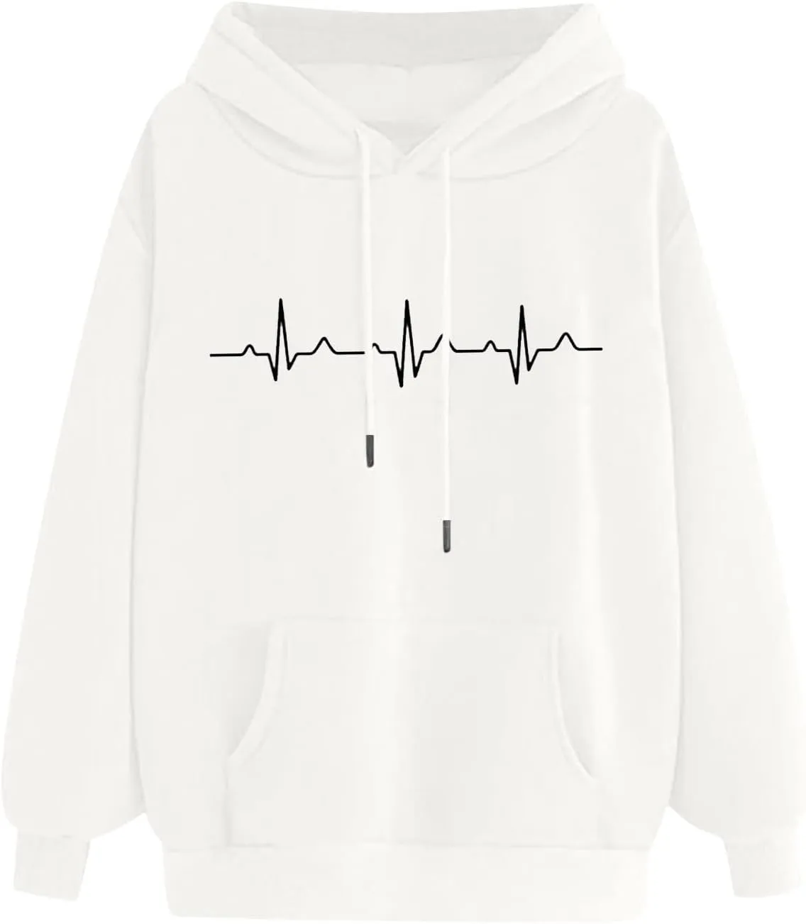 Hooded Sweatshirts for Women Cute Heart Print Hoodies Funny Graphic Long Sleeve Pullover Tops With Pockets