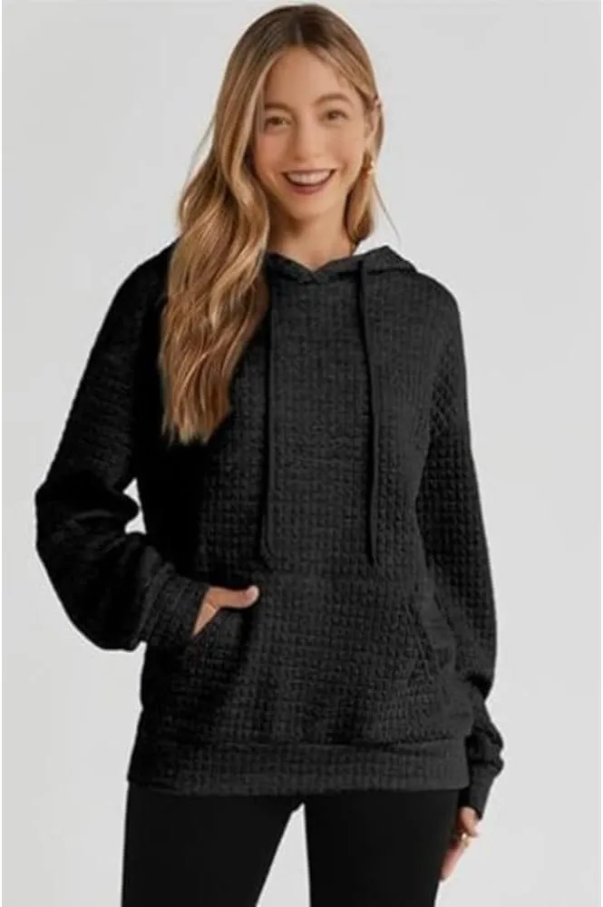 Hoodies For Women Casual Pullover Long Sleeve Drawstring Hooded Sweatshirt with Pocket 2024