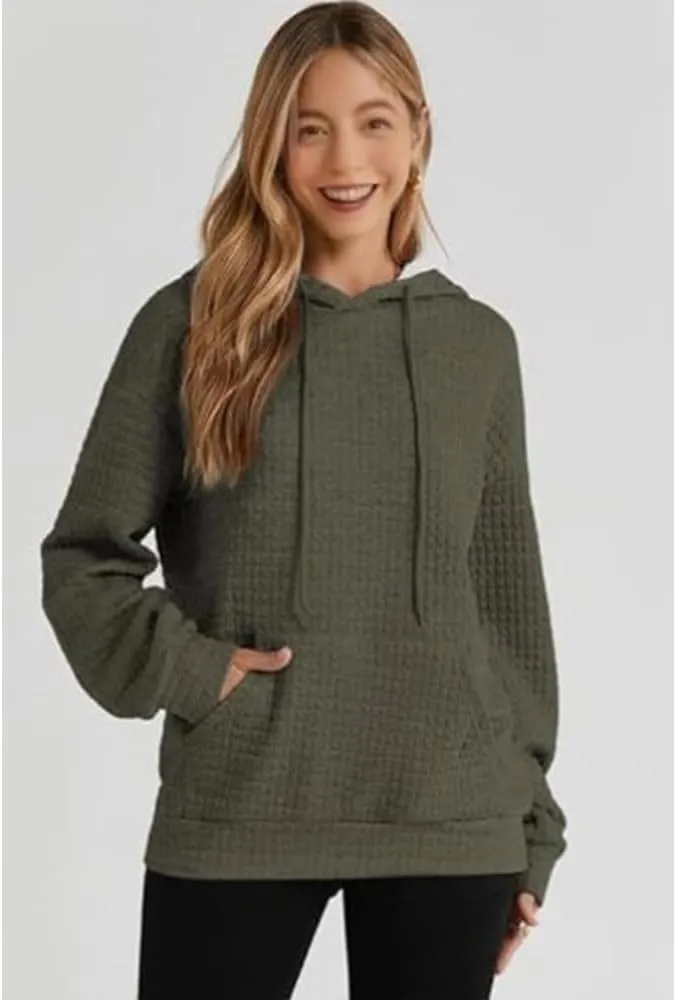 Hoodies For Women Casual Pullover Long Sleeve Drawstring Hooded Sweatshirt with Pocket 2024