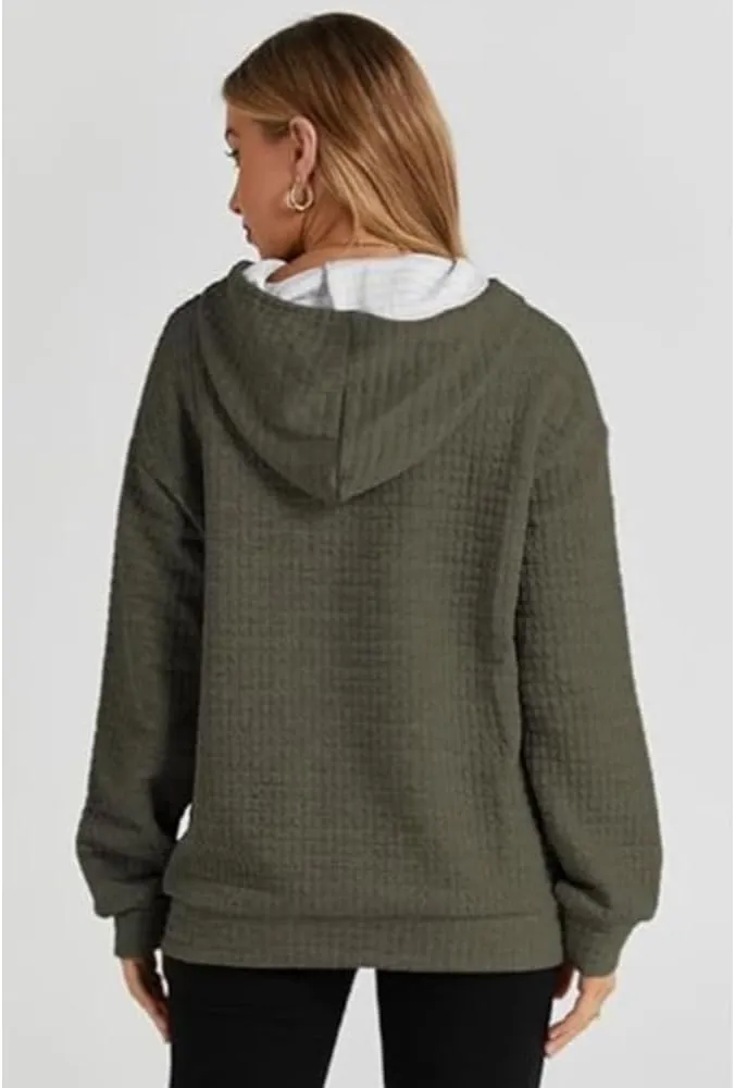Hoodies For Women Casual Pullover Long Sleeve Drawstring Hooded Sweatshirt with Pocket 2024