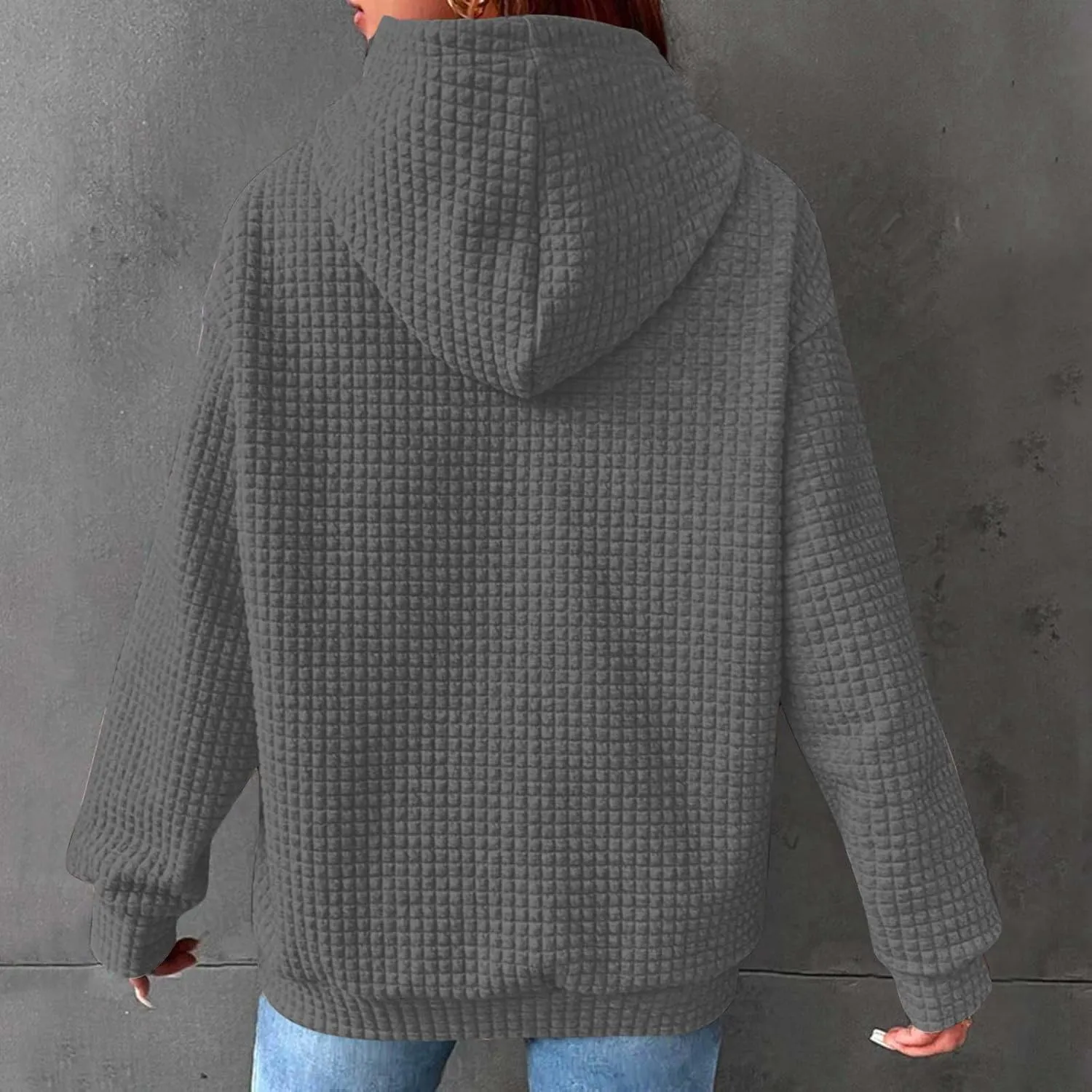 Hoodies For Women Casual Pullover Long Sleeve Drawstring Hooded Sweatshirt with Pocket 2024
