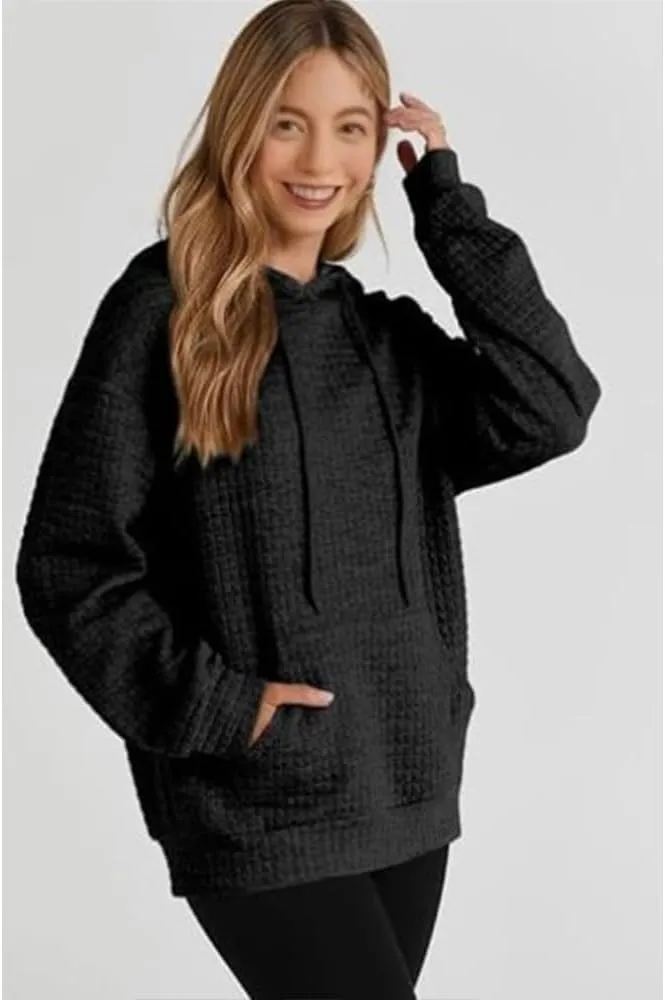 Hoodies For Women Casual Pullover Long Sleeve Drawstring Hooded Sweatshirt with Pocket 2024
