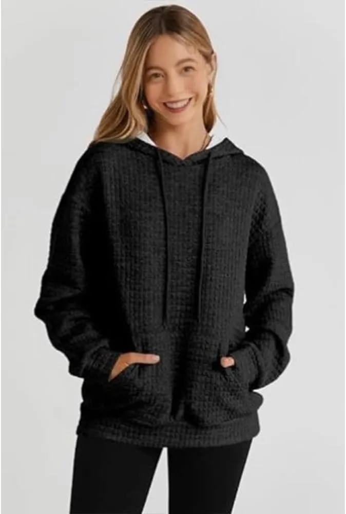 Hoodies For Women Casual Pullover Long Sleeve Drawstring Hooded Sweatshirt with Pocket 2024