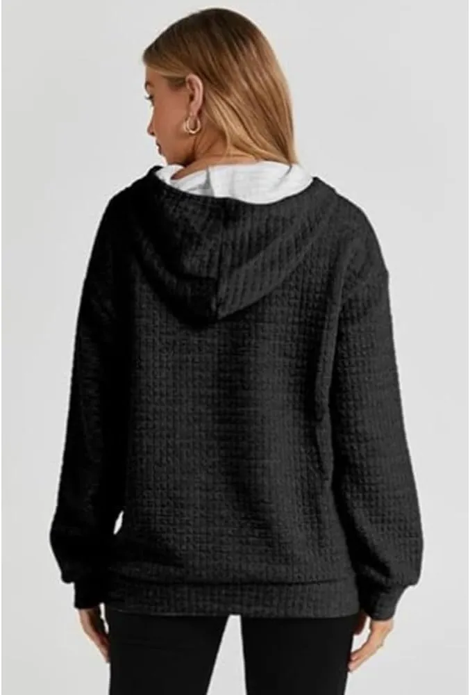 Hoodies For Women Casual Pullover Long Sleeve Drawstring Hooded Sweatshirt with Pocket 2024
