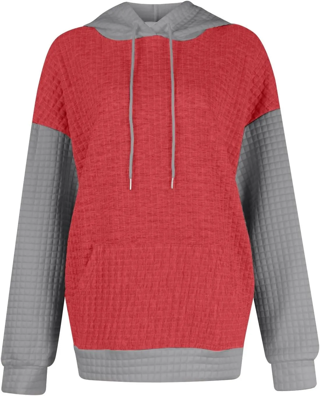 Hoodies For Women,2024 Fall Trendy Waffle Long Sleeve Drawstring Pullover Tops Casual Preppy Sweatshirt With Pockets