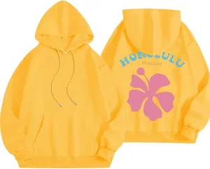 Hoodies Sweatshirt for Women Graphic Trendy Cute Y2K Clothes Girls Pullover Oversized Pink Palm Puff Preppy Hoodies