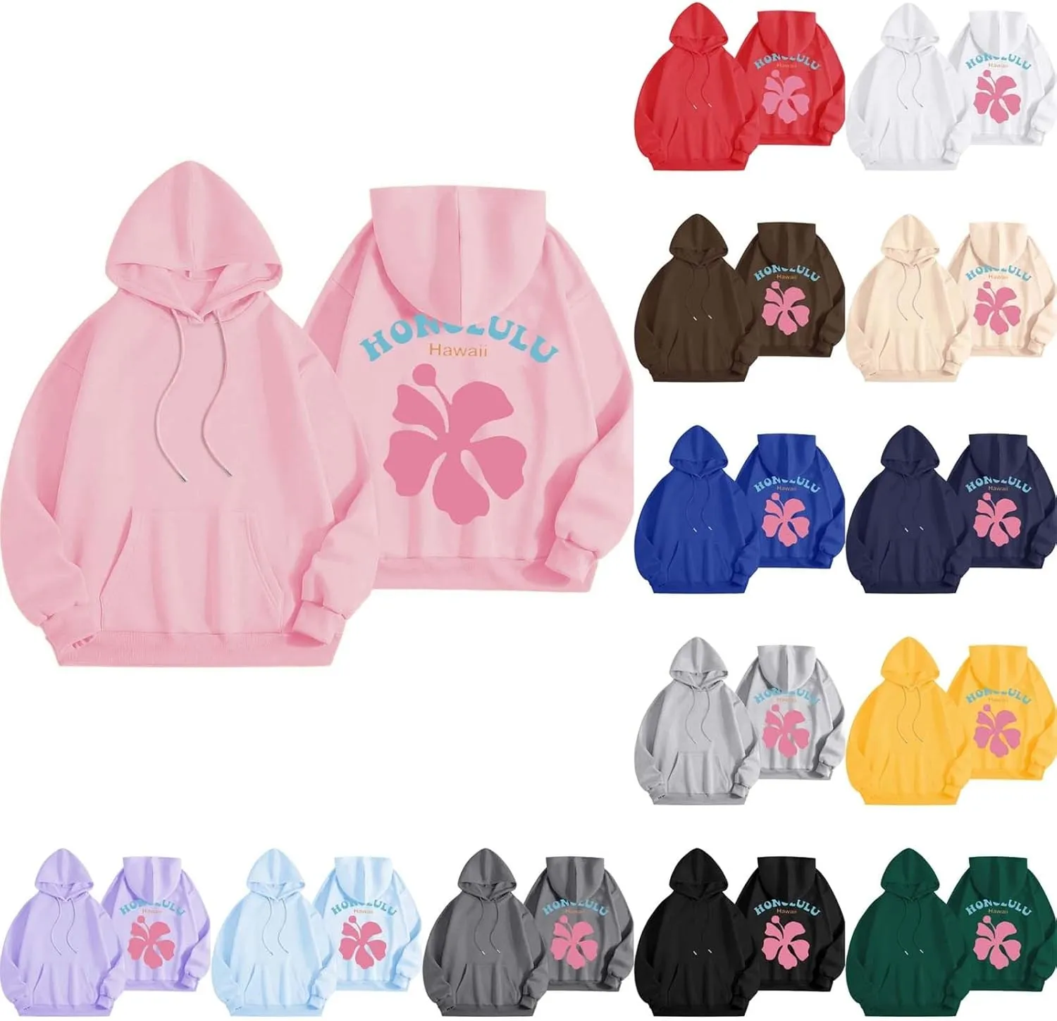 Hoodies Sweatshirt for Women Graphic Trendy Cute Y2K Clothes Girls Pullover Oversized Pink Palm Puff Preppy Hoodies