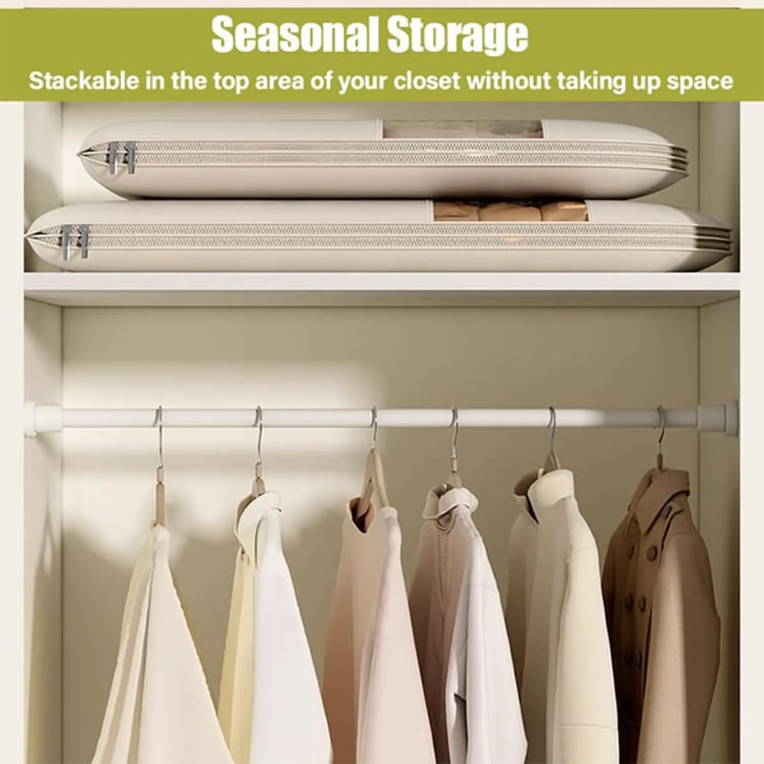 Intelligenck Garment Bags, 2025 Space Saving Hanging Garment Bag with Self Compression Zipper, Clothes Protectors for Hanging Clothes, Make the most of your closet space (Gray,M)