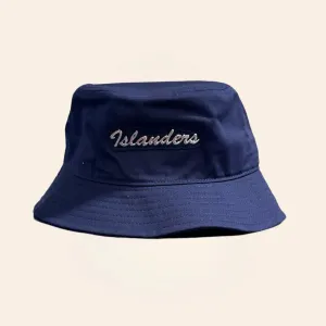 Islanders Platinum Ice Script Navy Bucket Hat