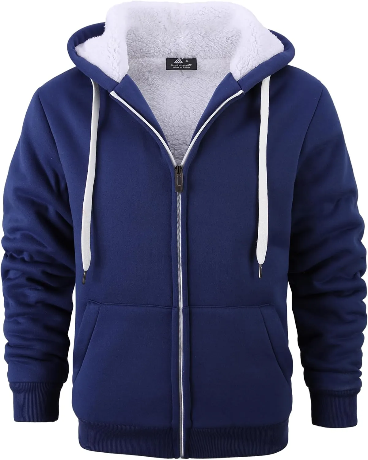 JACKETOWN Men Zip Up Hoodies Winter Fleece Jackets Coat Heavyweight Sherpa Lined Sweatshirt with Pockets
