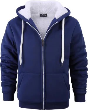 JACKETOWN Men Zip Up Hoodies Winter Fleece Jackets Coat Heavyweight Sherpa Lined Sweatshirt with Pockets