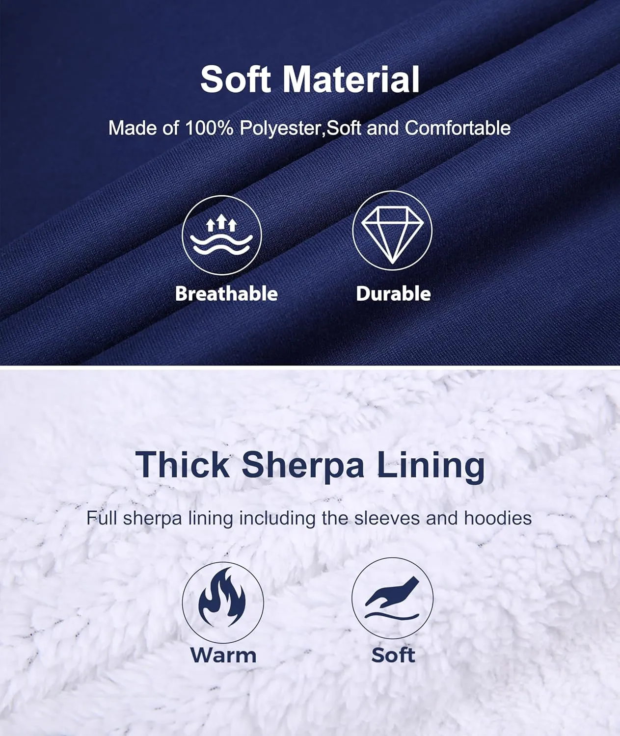 JACKETOWN Men Zip Up Hoodies Winter Fleece Jackets Coat Heavyweight Sherpa Lined Sweatshirt with Pockets