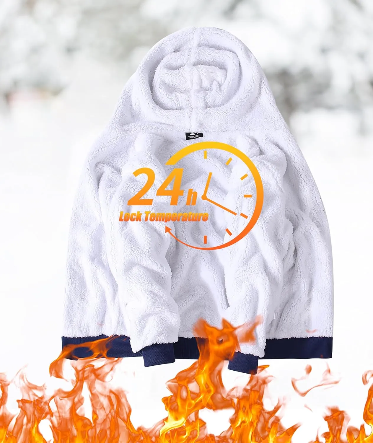 JACKETOWN Men Zip Up Hoodies Winter Fleece Jackets Coat Heavyweight Sherpa Lined Sweatshirt with Pockets