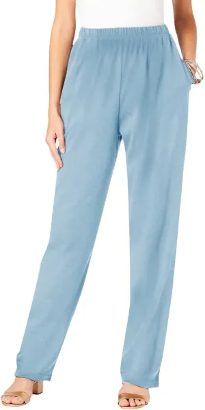 JOAU Women's Plus Size Loose Fit Elastic High Waist Pants Casual Straight Leg Baggy Trousers Soft Loungewear with Pockets