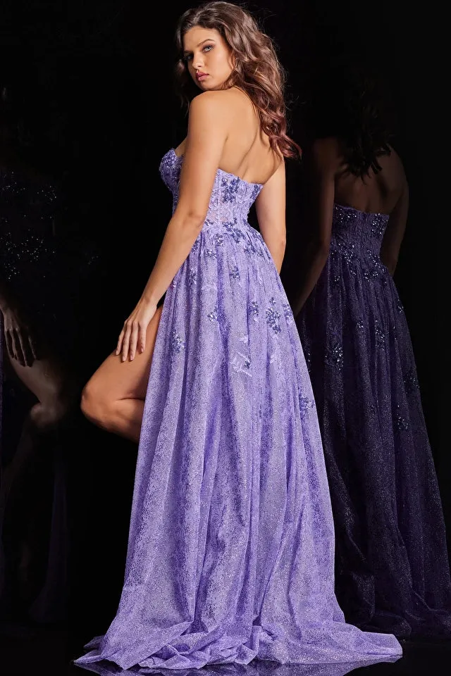 Jovani 26232 Long Prom Dress  Corset Maxi Slit Over Skirt Train Strapless Sweetheart Formal Pageant Gown