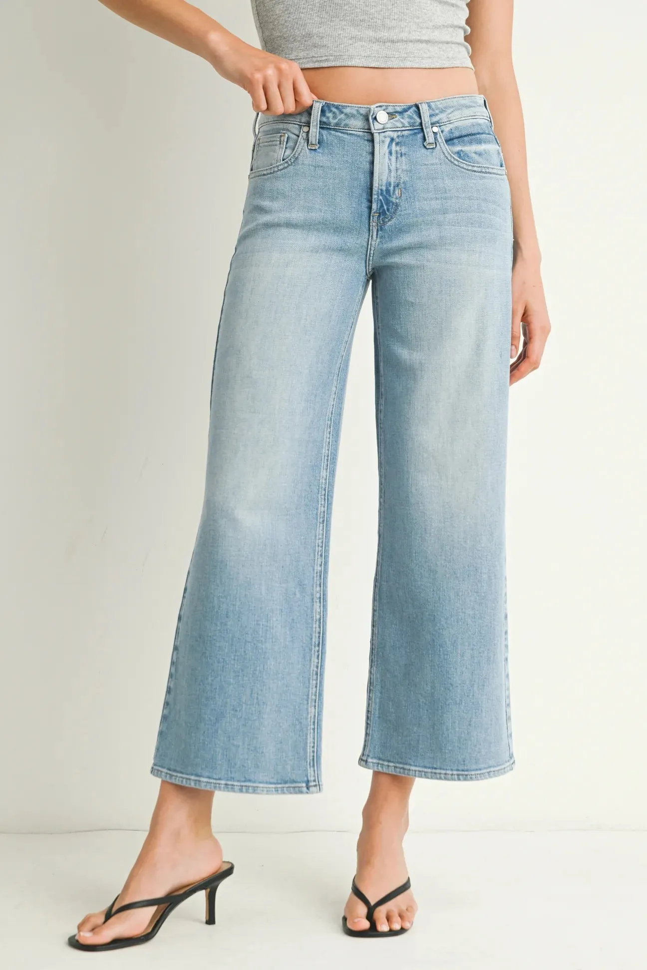 Just Black Denim Mid Rise Slim Wide Leg