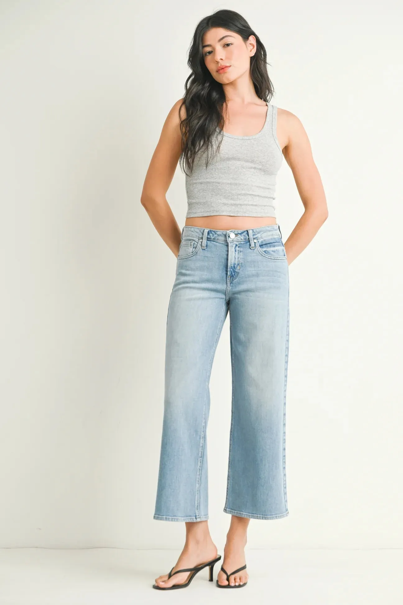 Just Black Denim Mid Rise Slim Wide Leg