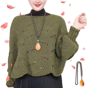 KCRPM Bat Sleeve Knitting Shawl, 2024 Slouchy Cable Knit Sweater, Women Winter Knitwear Irregular Cloak Bat Sleeve Sweater