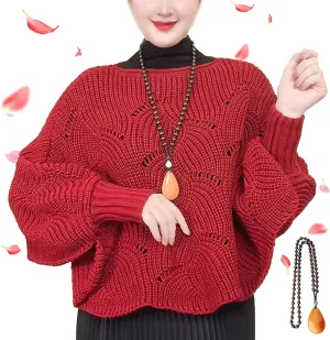 KCRPM Bat Sleeve Knitting Shawl, 2024 Slouchy Cable Knit Sweater, Women Winter Knitwear Irregular Cloak Bat Sleeve Sweater