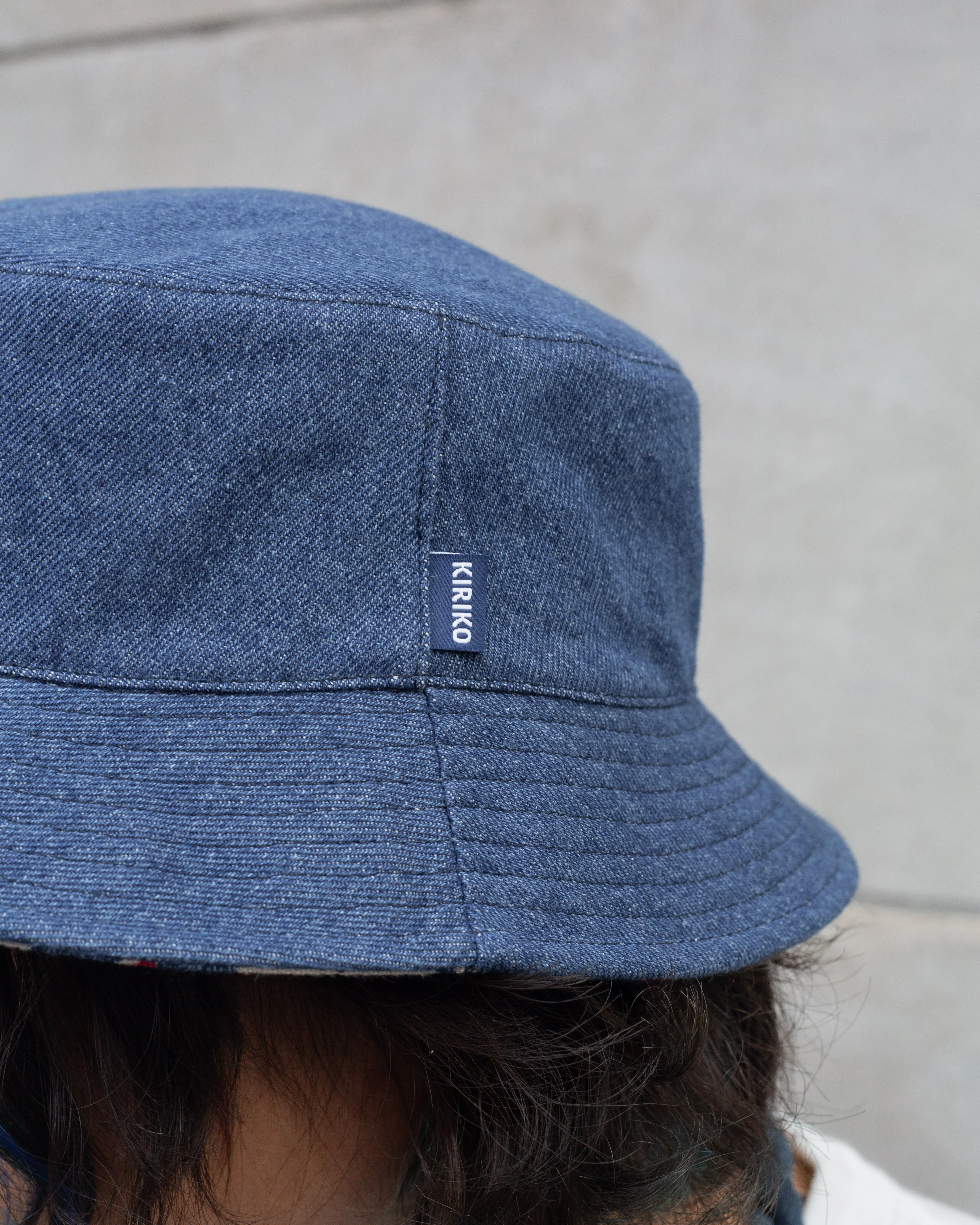 Kiriko Original Bucket Hat, Reversible, Cream Tsubaki Denim