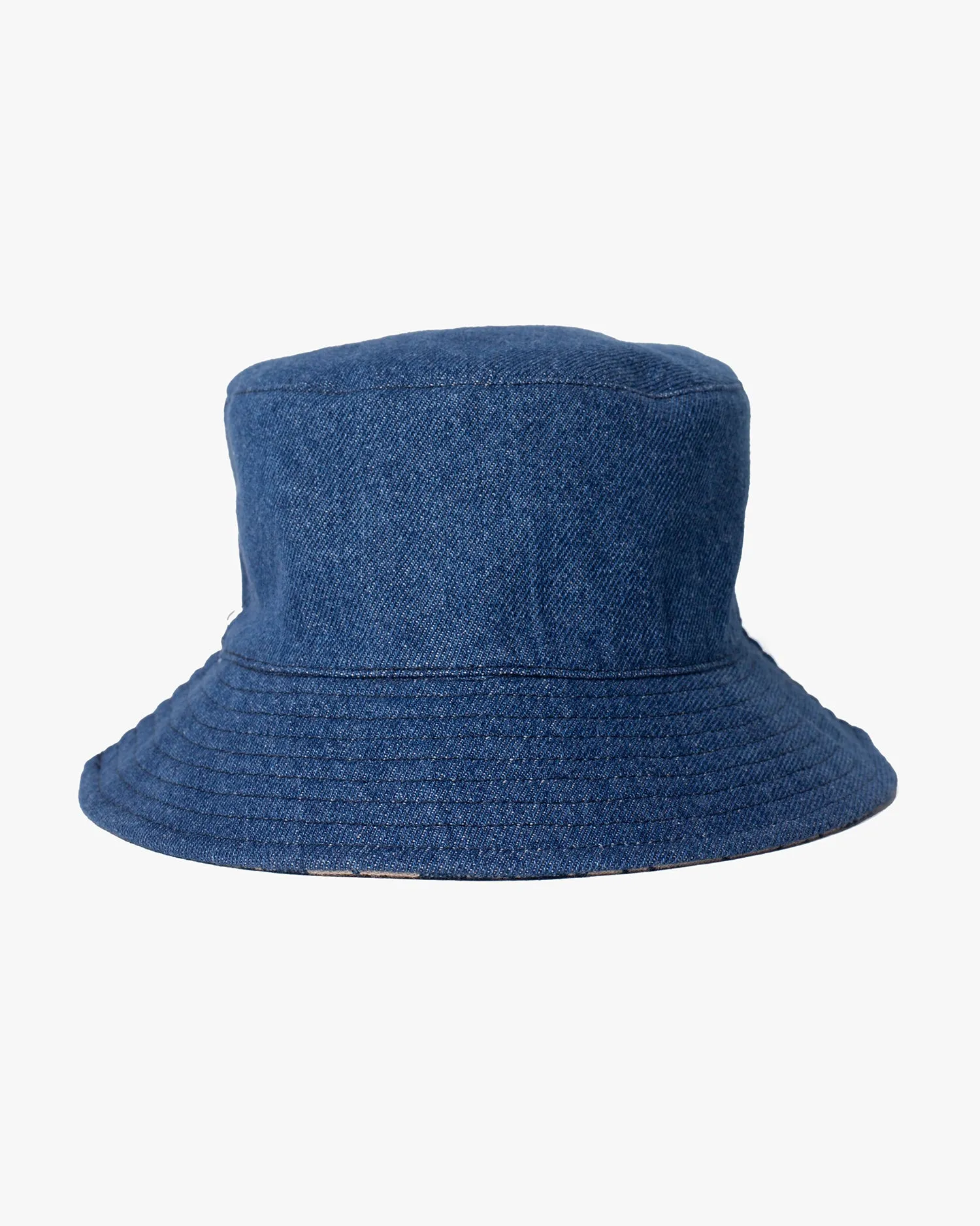 Kiriko Original Bucket Hat, Reversible, Cream Tsubaki Denim