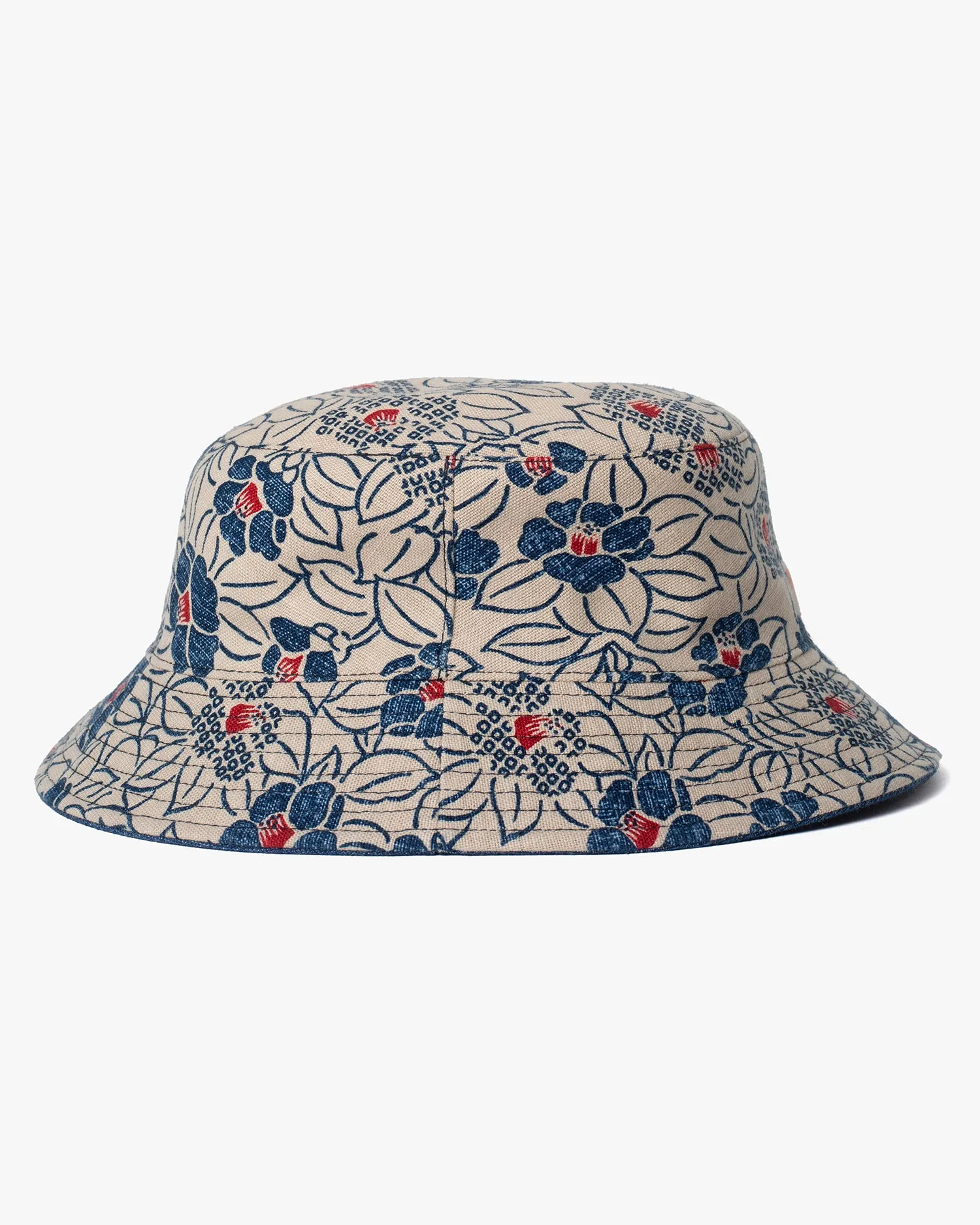 Kiriko Original Bucket Hat, Reversible, Cream Tsubaki Denim