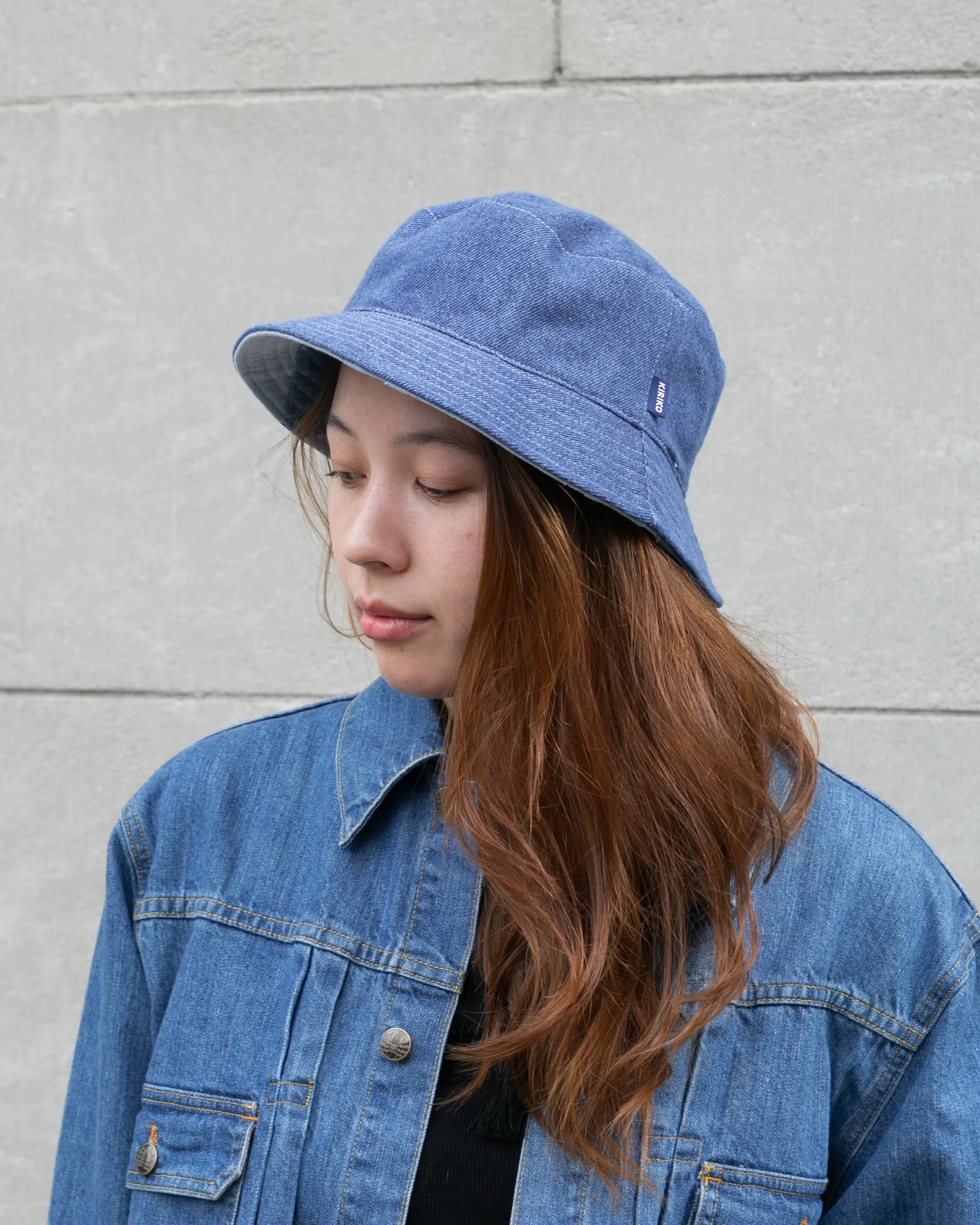 Kiriko Original Bucket Hat, Reversible, Patched Light Denim