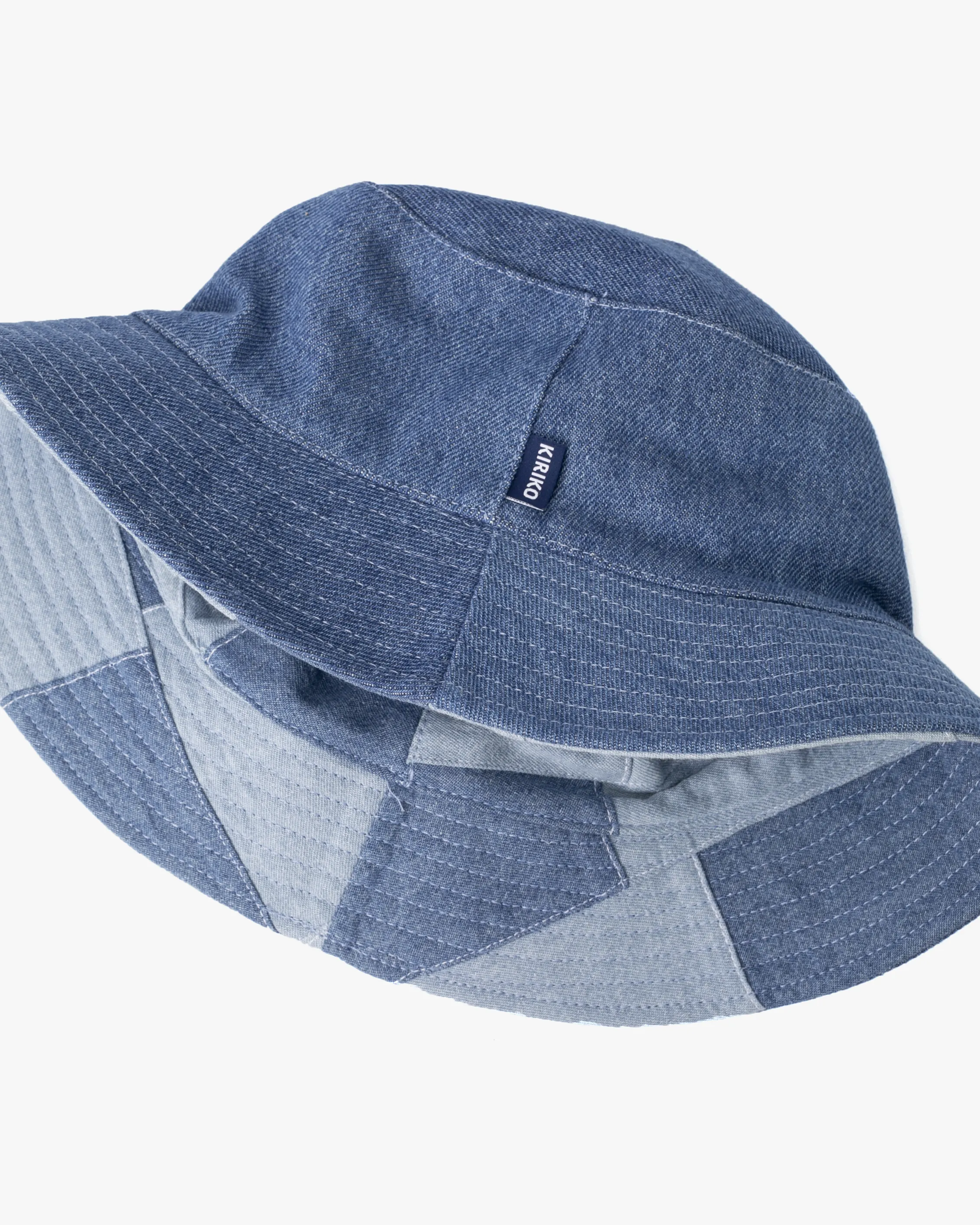 Kiriko Original Bucket Hat, Reversible, Patched Light Denim