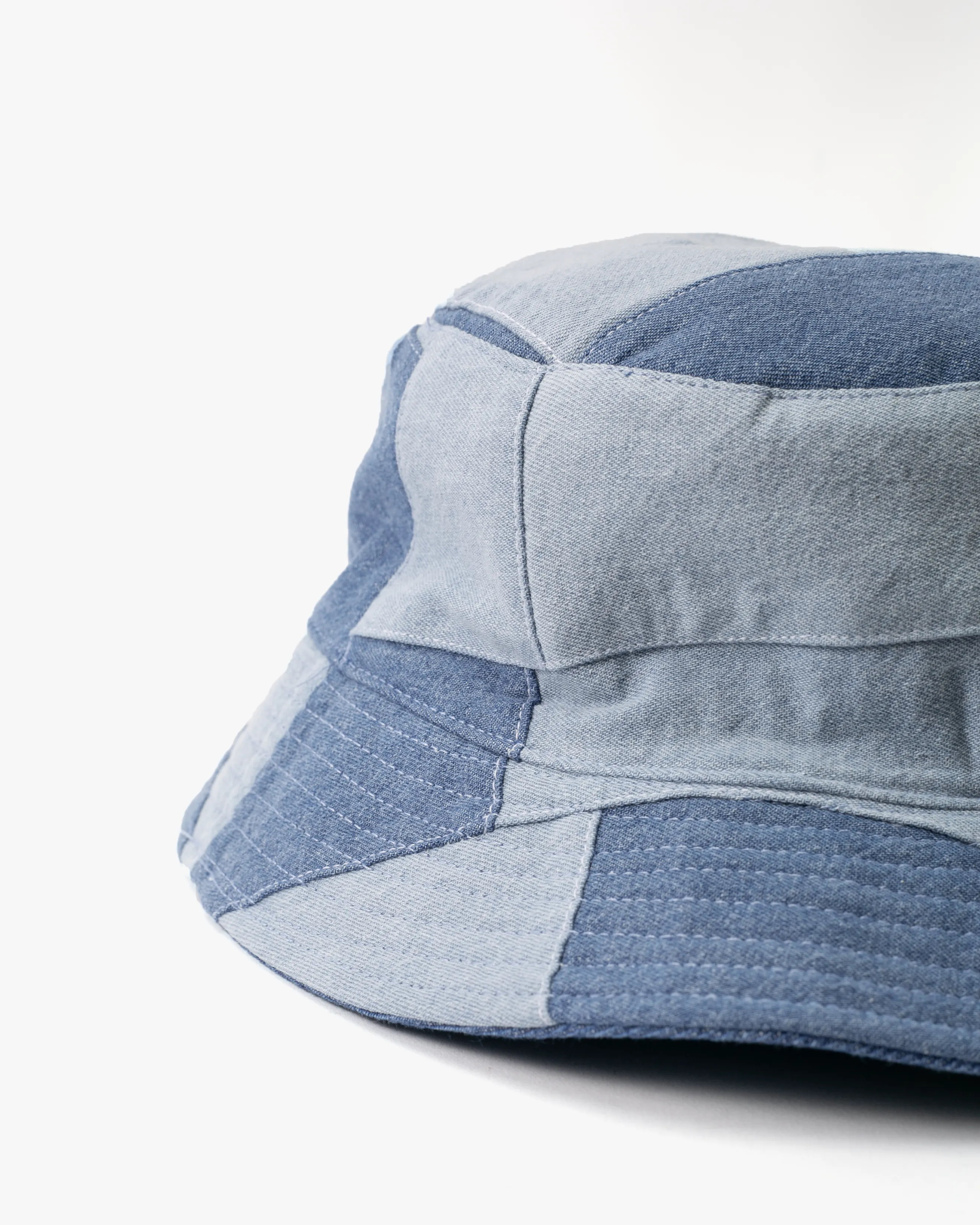 Kiriko Original Bucket Hat, Reversible, Patched Light Denim