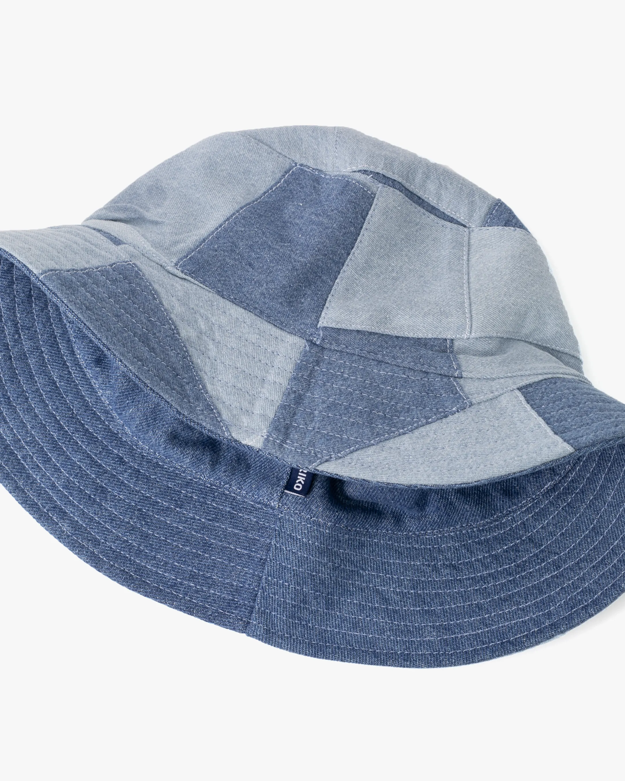 Kiriko Original Bucket Hat, Reversible, Patched Light Denim
