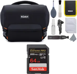Koah Roebling Street Camera System Gadget Bag with Accessory and Cleaning Kit Bundle with 64GB Extreme PRO (2 Items)