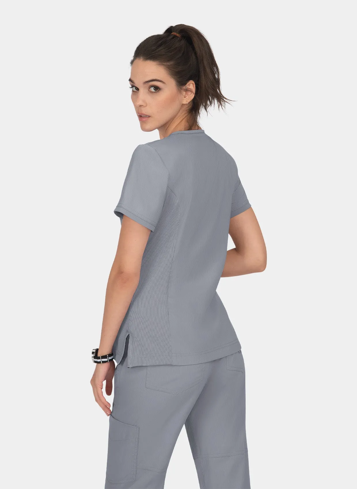 Koi Lite Philosophy Scrub Top - Platinum Grey