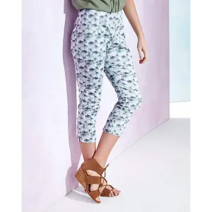 Label Be Cotton Sateen Crop Trousers Palm Print UK 12