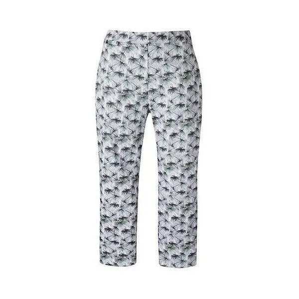 Label Be Cotton Sateen Crop Trousers Palm Print UK 12