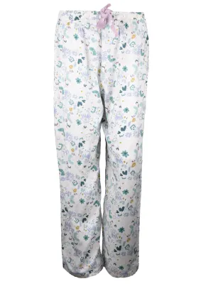 Ladies Printed Wide Leg Capri Trouser White-Blue