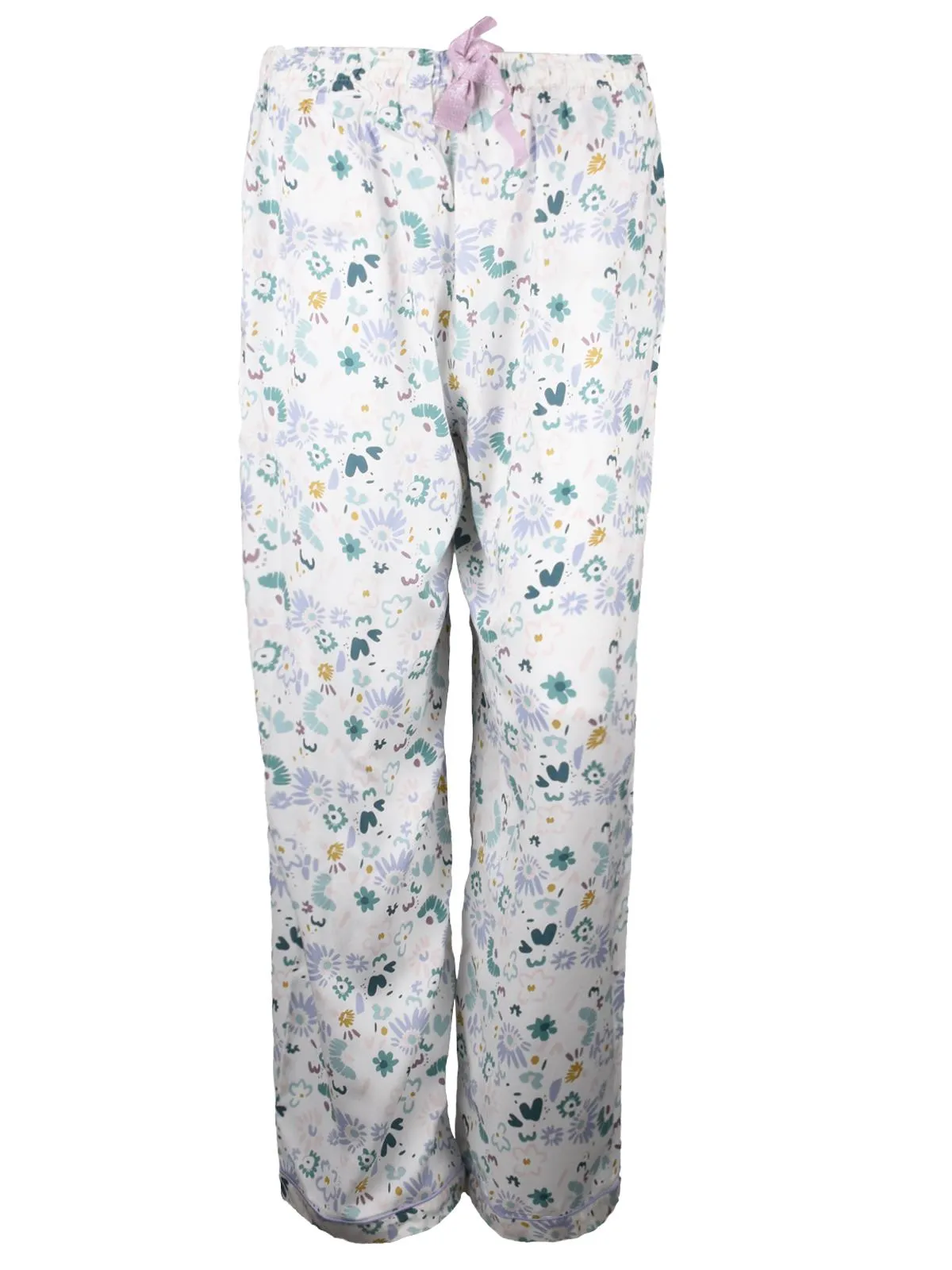 Ladies Printed Wide Leg Capri Trouser White-Blue