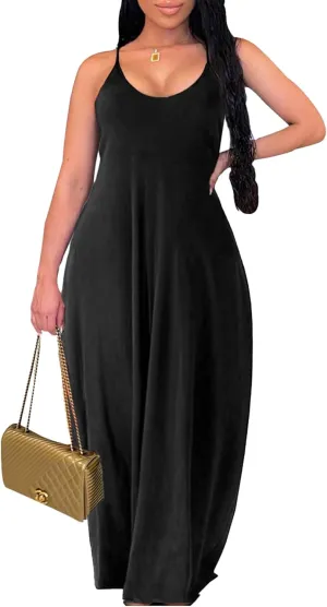 LaiyiVic Women's Casual Maxi Dresses Summer Sexy Stripe Bodycon Long Floor Length Sleeveless Colorful Sundresses Plus Size