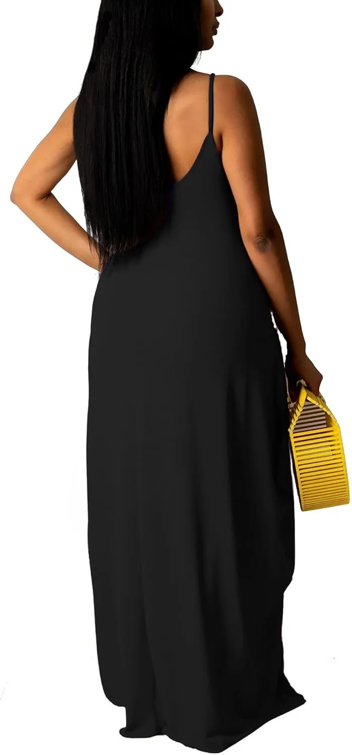 LaiyiVic Women's Casual Maxi Dresses Summer Sexy Stripe Bodycon Long Floor Length Sleeveless Colorful Sundresses Plus Size