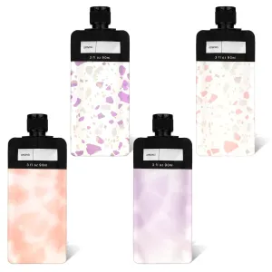 Leak Proof Squeeze Pouches, 3oz Refillable Travel Containers for Toiletries, Shampoo, Lotion & Face Cream - 4 Pack