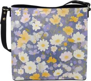 Leather Bucket Tote Bag Purse for Work, Rustic Style Floral Women PU Leather Purse Cross Body Handbag Top Handle