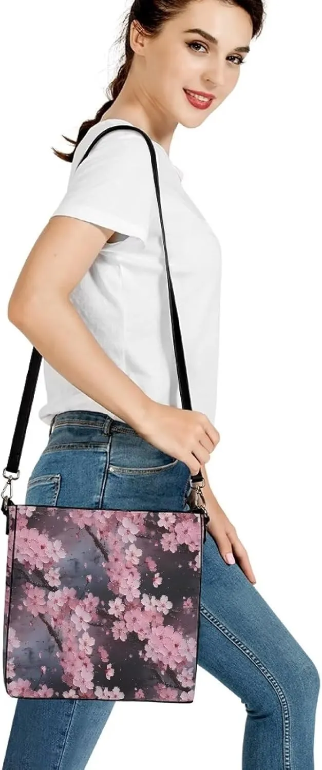Leather Bucket Tote Bag Purse for Work, Rustic Style Floral Women PU Leather Purse Cross Body Handbag Top Handle