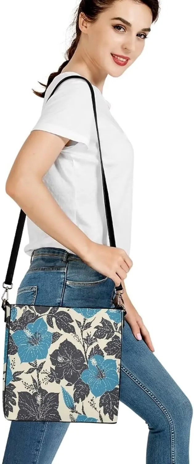 Leather Bucket Tote Bag Purse for Work, Rustic Style Floral Women PU Leather Purse Cross Body Handbag Top Handle