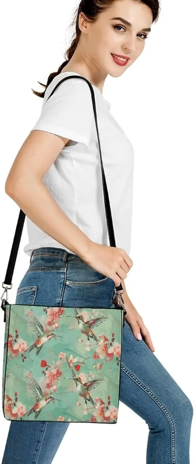 Leather Bucket Tote Bag Purse for Work, Rustic Style Floral Women PU Leather Purse Cross Body Handbag Top Handle