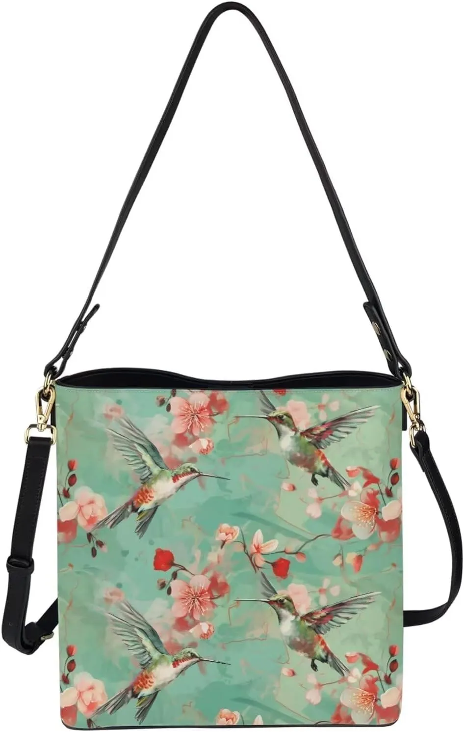 Leather Bucket Tote Bag Purse for Work, Rustic Style Floral Women PU Leather Purse Cross Body Handbag Top Handle
