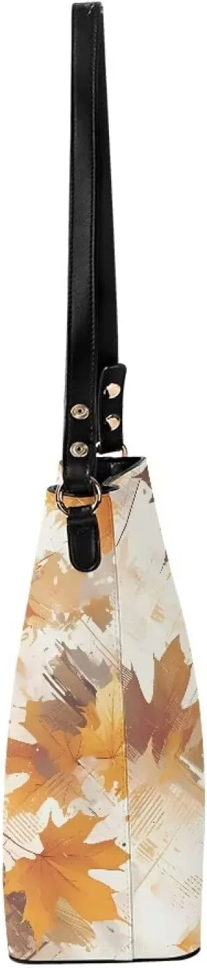 Leather Bucket Tote Bag Purse for Work, Rustic Style Floral Women PU Leather Purse Cross Body Handbag Top Handle