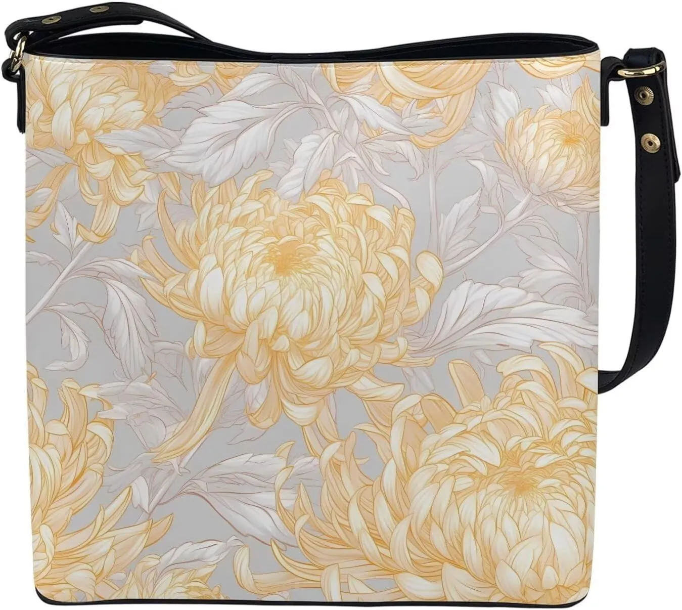 Leather Bucket Tote Bag Purse for Work, Rustic Style Floral Women PU Leather Purse Cross Body Handbag Top Handle